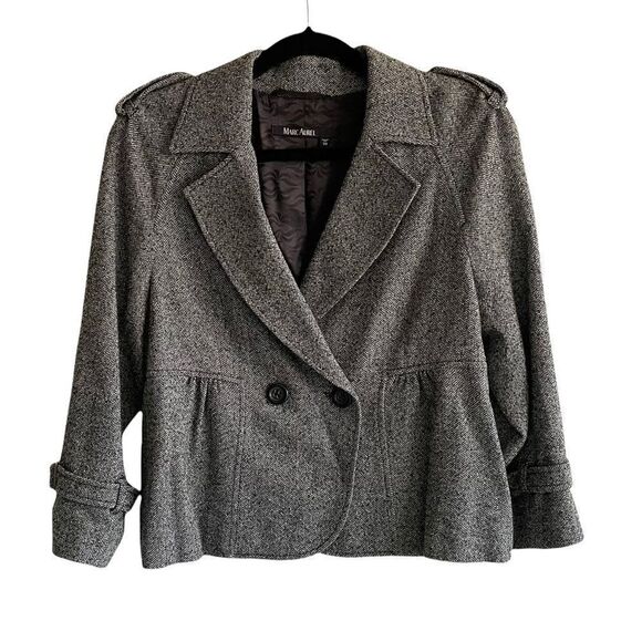 MARC AUREL Wool Blazer Jacket Black White Herringbone 38 - Picture 1 of 8